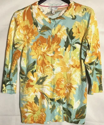 Suéter Isaac Mizrahi estampado floral amarillo para mujer talla pequeña Foto 1 de 4