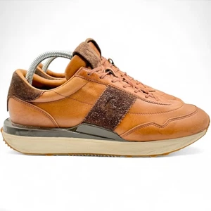 Polo Ralph Lauren Train 89 Tostado Para Hombres 9 Tenis de Cuero con Cordones Entrenadores Retro Años 70 - Imagen 1 de 10