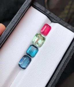 4.95 Cts Natural Tourmaline Mix Color 4 Piece Loose gemstones lot From Afghan - Picture 1 of 10