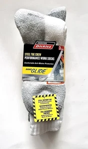 3 Pair Dickies Steel Toe Shin Protector Boot Length Work Sock White 6-12 - Picture 1 of 6