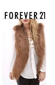 Chaleco Forever 21 de piel sintética para damas marrón tostado mediano anteriormente amado excelente  - Imagen 1 de 8
