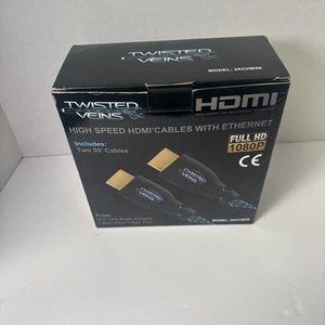 Twisted Veins HDMI Cable Two Pack of 50 Foot High Speed HDMI Cord with Ethernet - Picture 1 of 4
