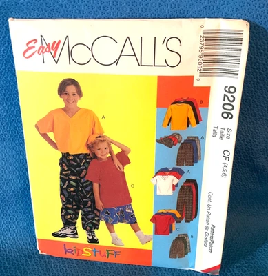 McCalls Pattern Boys T Shirt Pants Shorts Hat Sz 4 5 6  9206 MAP - Image 1 of 4