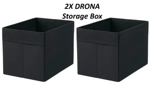 2X IKEA DRÖNA Black Fabric Storage Box Fits KALLAX Shelf Unit 9¾x13¾x9¾ Inches - Picture 1 of 9