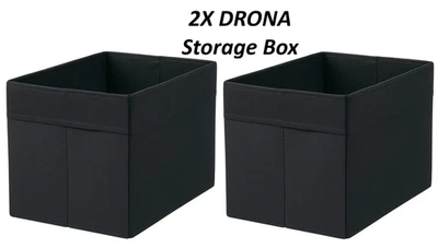 2X IKEA DRÖNA Black Fabric Storage Box Fits KALLAX Shelf Unit 9¾x13¾x9¾ Inches - Image 1 of 4