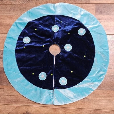 Disney Frozen Two-Toned Blue Bling Snowflake Embroidered Tree Skirt 24" - Image 1 of 4