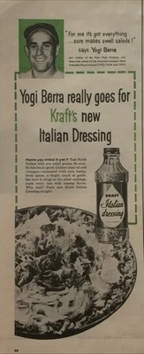 1956 Yogi Berra Kraft Italian Dressing PRINT AD It Makes Swell Salads VTG 1950s - Image 1 of 3