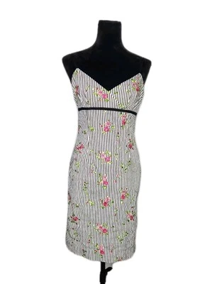 Minivestido lápiz vintage años 90 Y2K Maggy London floral bordado rayas talla 6 Foto 1 de 4