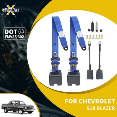 2X Correas de cinturón de seguridad ajustables de 3 puntos azul coche para Chevrolet S10 Blazer Foto 1 de 4