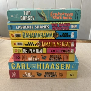 Lot Of 8 Paperback Florida/Beach Mysteries Books Hiaasen Dorsey Morris Shames - Foto 1 di 3