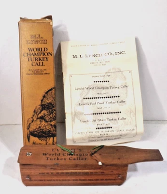 1958 Lynch's World Champion Turquía Call Modelo 102 Caja Llamar Caja Original Libro Foto 1 de 4