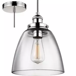 Feiss Baskin 9" 1-Light Glass Pendant Lighting, Polished Nickel, P1349PN - Picture 1 of 1