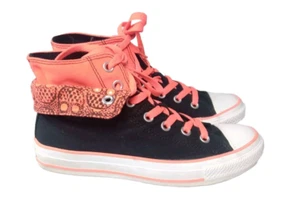 Converse Chuck Taylor Hi Top Shoes Women’s 7 M Double Lined Black Orange Skull - Picture 1 of 12