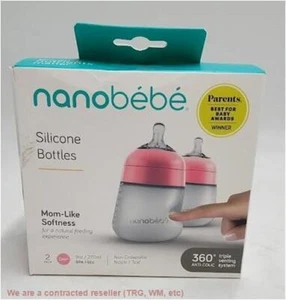 nanobebe 2pk Silicone Baby Bottle - Pink - 9oz.SEE DETAILS. - Picture 1 of 3