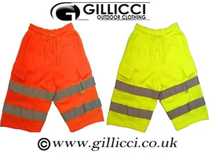 PPE HI HIGH VIZ VIS SICHTBARKEIT ARBEIT REFLEKTIERENDE JOGGER JOGGING FLEECE SHORTS - Bild 1 von 3