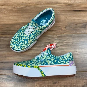 Vans Era Old Skool Stacked Platform Sneaker In Wavy Daze Tile Blue W7.5 - Picture 1 of 8