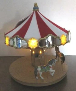 NEW Hallmark Lights Music CAROUSEL DISPLAY + 2 Horses Keepsake Original Box - Picture 1 of 3