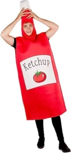Adult Ketchup Bottle Costume Mens Womens Funny Food Tomato Sauce Suit Halloween - Picture 1 of 3