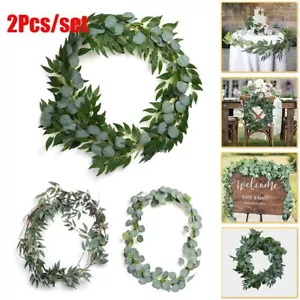 2Pcs Fake Artificial Eucalyptus Garland Greenery Leaf Vine Wedding Plant Decor - Picture 1 of 15