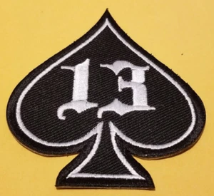 Ace Spade Number 13 Patch Embroidered Biker Patch approx 2.5x3" - Picture 1 of 2