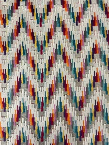 5.375 yds GP & J Baker Carnival Chevron Tutti Frutti Velvet Upholstery Fabric - Picture 1 of 14