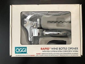 OGGI Rapid Wine Bottle Opener with Foil Cutter & Extra Corkscrew Worm - Picture 1 of 4