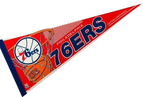 PHILADELPHIA SIXERS 76ERS VINTAGE 1990'S NBA WINCRAFT PENNANT - DEADSTOCK Cover