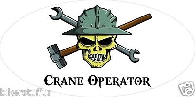 BIEKRSTUFFUS CRANE OPERATOR SKULL HELMET STICKER HARD HAT STICKER TOOL BOX STICKER