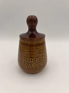 Vintage BBQ Sauce Jar With Wooden Top And Brush - Picture 1 of 7