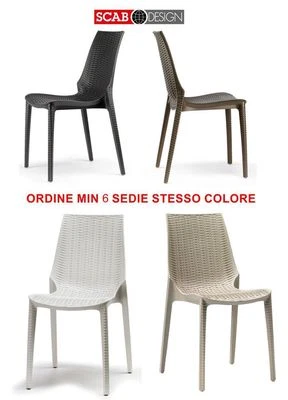 SEDIA IMPILABILE LUCREZIA POLIPROPILENE RATTAN BIANCO BAR HOTEL GIARDINO SCAB - Immagine 1 di 2