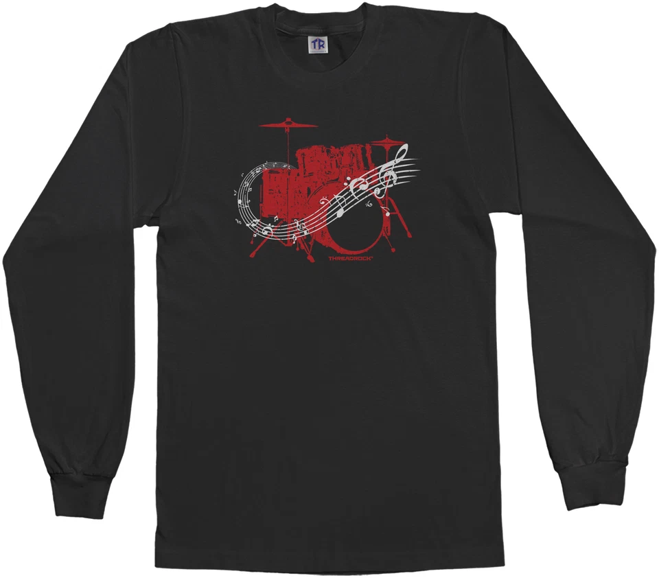 Kit de bateria infantil Threadrock camiseta juvenil L/S banda de baterista música rock n roll - Imagem 1 de 1