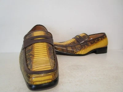 Antonio Cerrelli Mens 6494 Snake Look Fashion Slip On Loafers Shoes Yellow 7.5 - Image 1 of 4