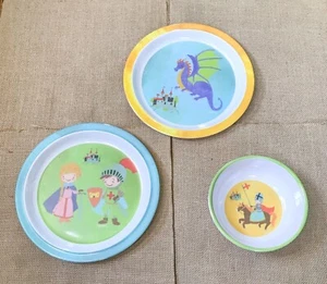 Citrus Grove Fairytale Melamine Plate Set Kids Dinnerware Fantasy Whimsical - Picture 1 of 6