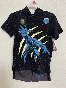 Black Panther Marvel Boys size 8 Top & Shorts Outfit - Picture 1 of 2