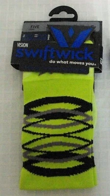 NUEVO CON ETIQUETAS Calcetines Swiftwick Vision Five Compresión Absorbente Citrón/Amarillo Unisex Crew S Foto 1 de 4