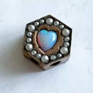 Antique Gold Filled Watch Slide With Heart Shaped Opal - Picture 1 of 5