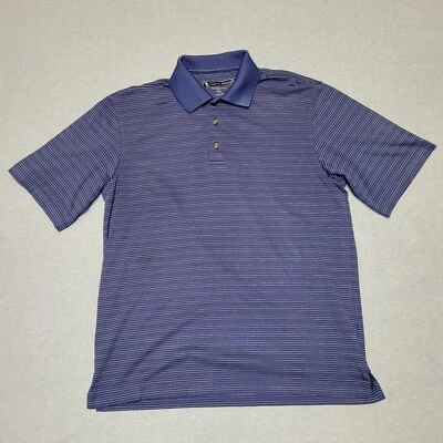 Pebble Beach Polo Shirt Mens Medium Purple Striped Performance Golf Short Sleeve - Image 1 of 4