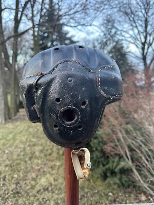 40s Vintage Adult Antique leather Rawlings football Corrugated Suspension Helmet - Image 1 of 4