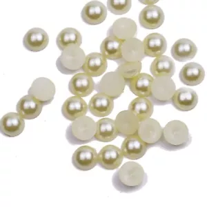 400 pcs Ivory Half Pearl Beads 8mm Round Flat Back Scrapbook Craft - Picture 1 of 8