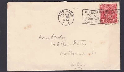 1932 KING GEORGE V PRE-DECIMAL STAMP SOUTH AUSTRALIA HOTEL COMMERCIAL COVER#B230 - Image 1 of 2