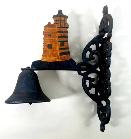 Vintage Rustic Cast Iron Lighthouses Wall Door Hanging Bell Marine Decor Cover