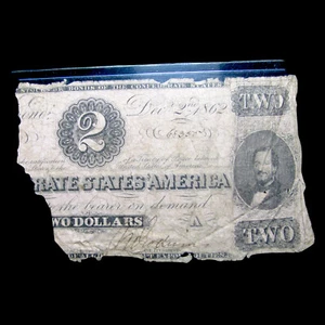 $2 Two Dollars Confederate Currency  Note  Nice Details Low grade   ---- #20 - Picture 1 of 2