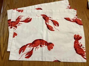 Kate Spade New York Lobster Fete Set of 3 Red White Placemats 100% Cotton - Picture 1 of 5