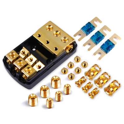 3-way 0/4/8AWG 60A Fuse Holder Power Ground Car Audio Cable Distribution Block  - Image 1 of 4