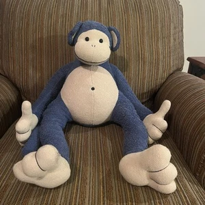Vtg 1999 Manhattan Toy Company 24” Plush Monkey Stuffed Animal Purple Off White - Picture 1 of 9