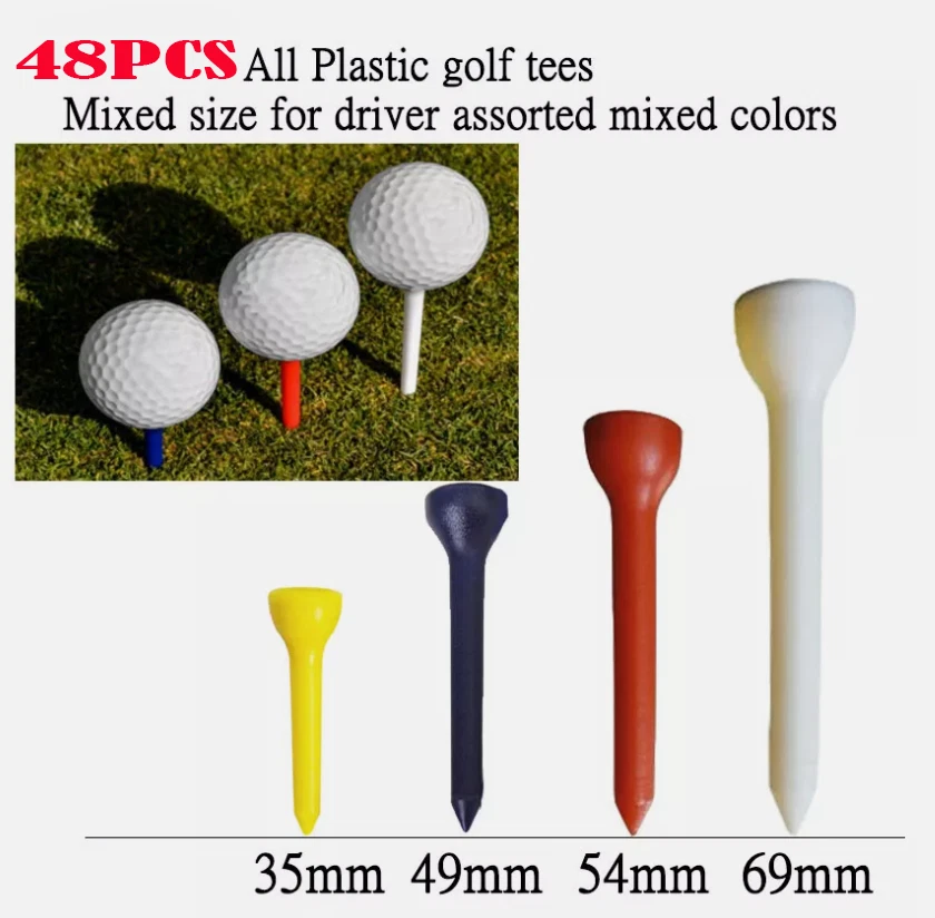 48pcsAll Plastic golf tees Mixed size for driver assorted (35,49,54,69MM) - image 1 of 1