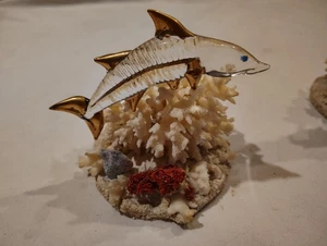 Vintage Blown Glass Gold Paint Sea life Sculpture Lot Tarpon Shark Spiny Lobster - Picture 1 of 15