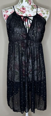 Vestido halter Shein Swim Cover Up para mujer talla grande 3xl negro brillante transparente Foto 1 de 4