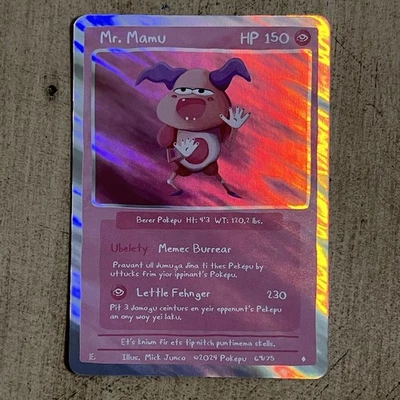 Pokepu S1, 1st Ed. Mr. Mamu Mr. Mime Pokemon Fan Art Derpy Parody Card Rare Holo - Image 1 of 3