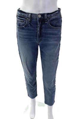 Jeans ajustados McGuire para mujer de algodón a rayas tiro medio azules talla 28 Foto 1 de 4